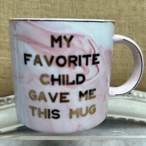 Pink & White Glass Mug with Gold Trim